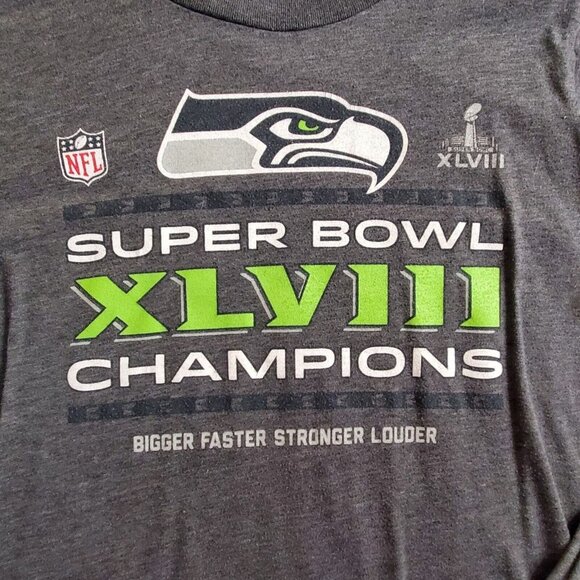 Seattle Seahawks Shirt Adult Womens Large 14/16 Gray Long-Sleeve NFL Superbowl - Picture 2 of 10
